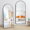 Dolonm 71X24 Inch Arch Full Length Mirror, Modern Design Standing Floor Mirror, Full Body Mirror For Living Room, Bedroom, Bathroom, Cloakroom, Hallway, Black Aluminum Alloy Frame Black Mirror