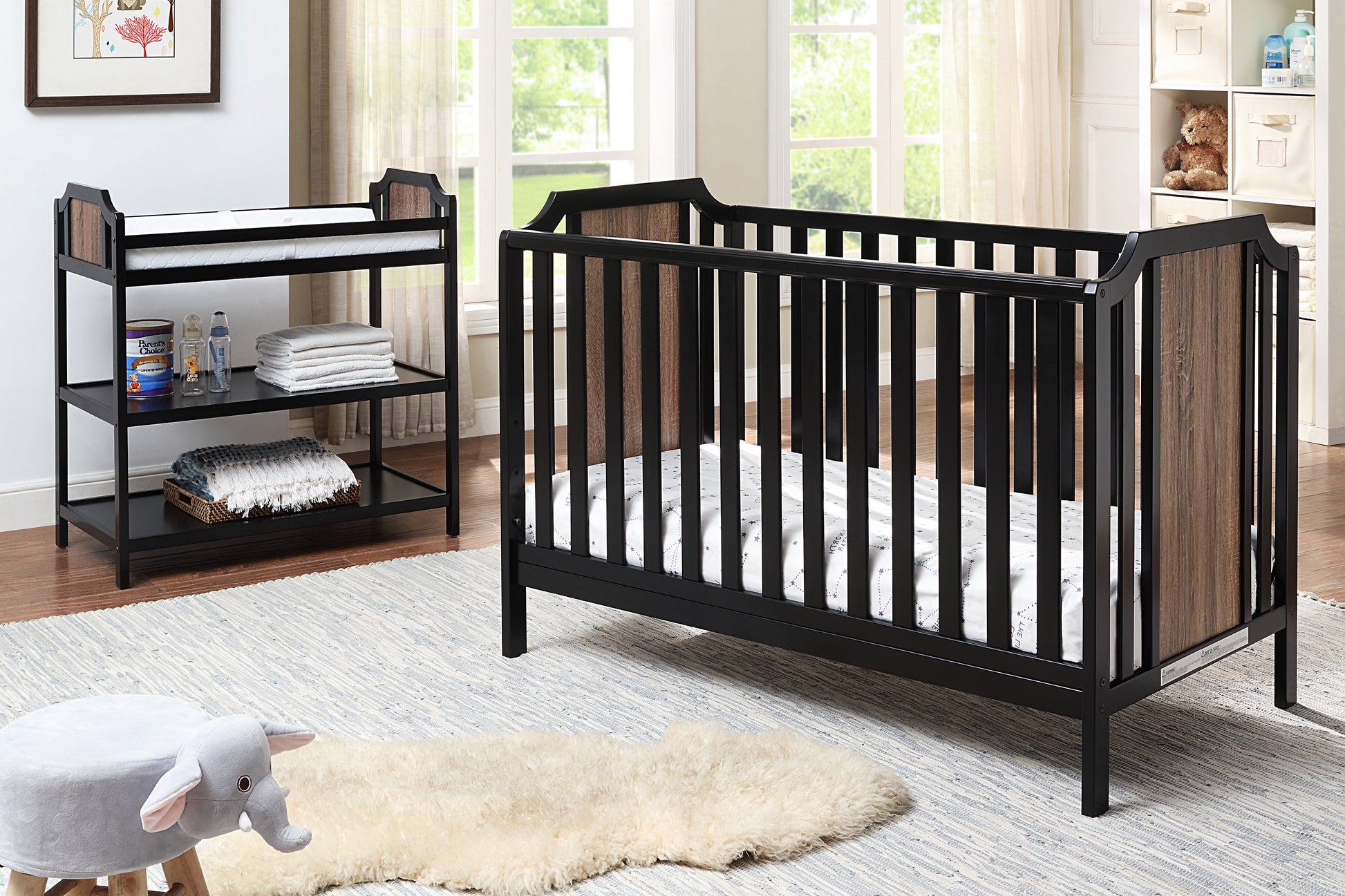 Brees Island 3 In 1 Convertible Crib Black Brownstone Black Brown Wood