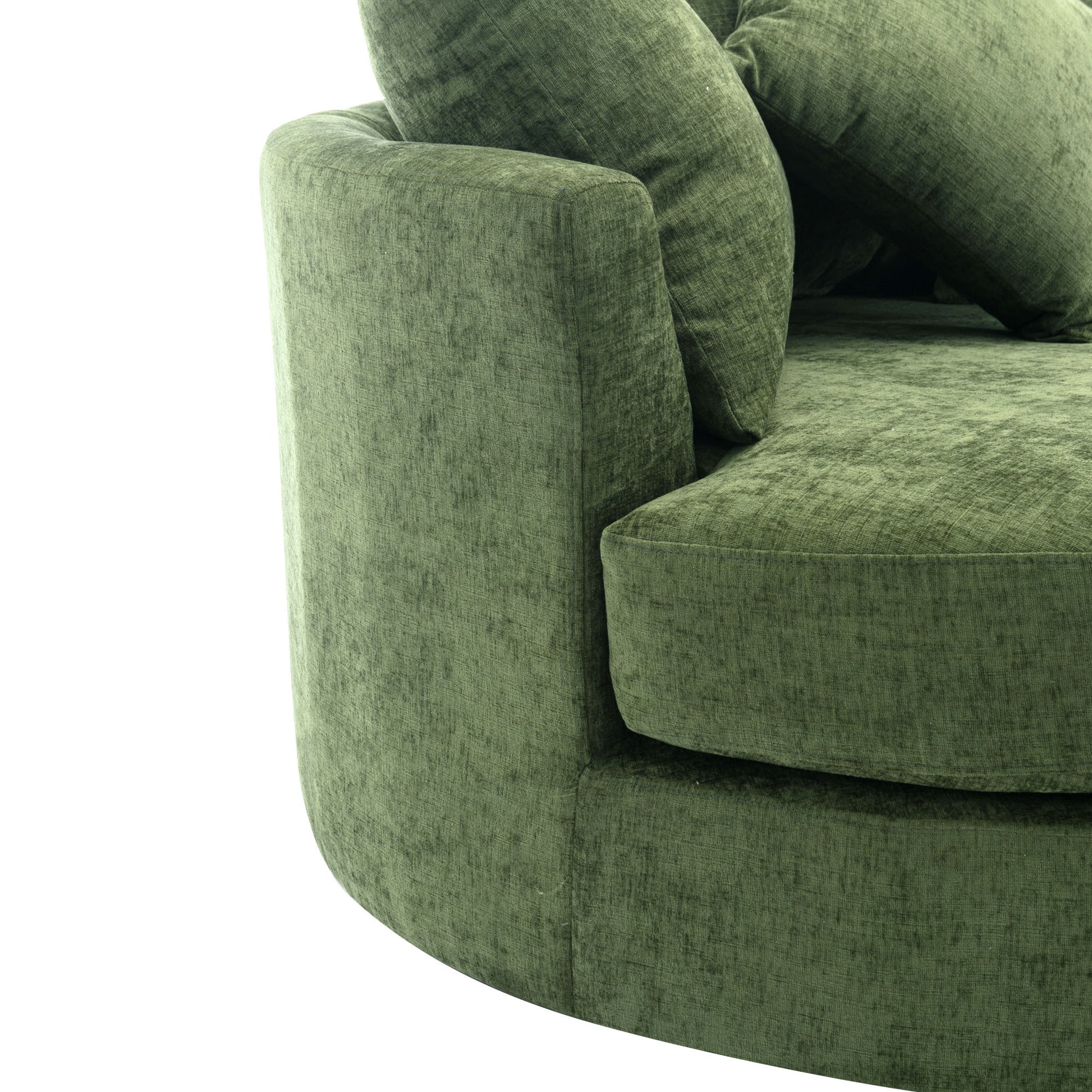 Orisfur. 360 Swivel Accent Barrel Chair With Storage Ottoman & 4 Pillows, Modern Chenille Leisure Chair Round Accent For Living Room, Green Green Foam Chenille