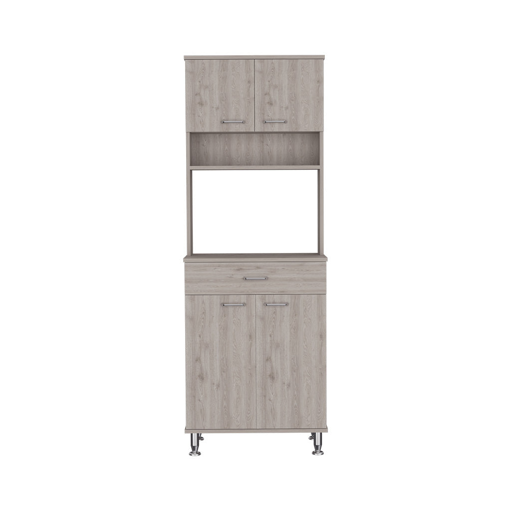 Della 60 Kitchen Pantry With Countertop, Closed & Open Storage Light Gray Gray Kitchen Open Storage Space Modern Particle Board Particle Board