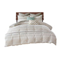 Cotton Printed Comforter Set With Trims Off White Gray Full Queen Queen Off White Gray Cotton