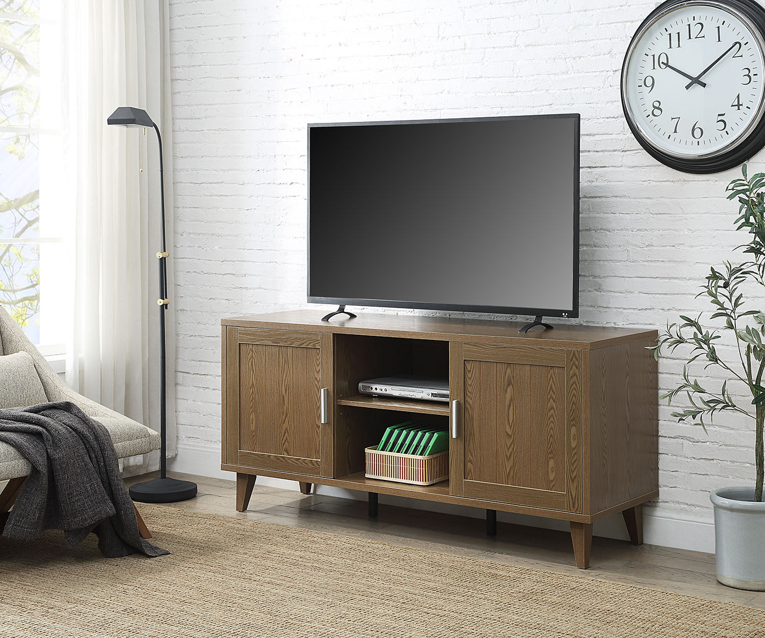 Briggs Modern 60 Inch Tv Stand For Tvs Up To 65 Inches, Classic Walnut Finish Brown 60 69 Inches Mdf Mdf