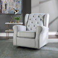 Grey Swivel Chair With Glider Grey Gray Primary Living Space Transitional Pine Wood Fabric