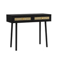 Bohemian Table, 2 Natural Rattan Drawers In Black Mdf