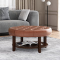 Round Ottoman Light Brown Pu