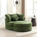 Orisfur. 360 Swivel Accent Barrel Chair With Storage Ottoman & 4 Pillows, Modern Chenille Leisure Chair Round Accent For Living Room, Green Green Foam Chenille