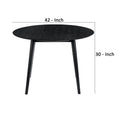 Round Dining Table With Wood And Tapered Legs, Black Black Wood