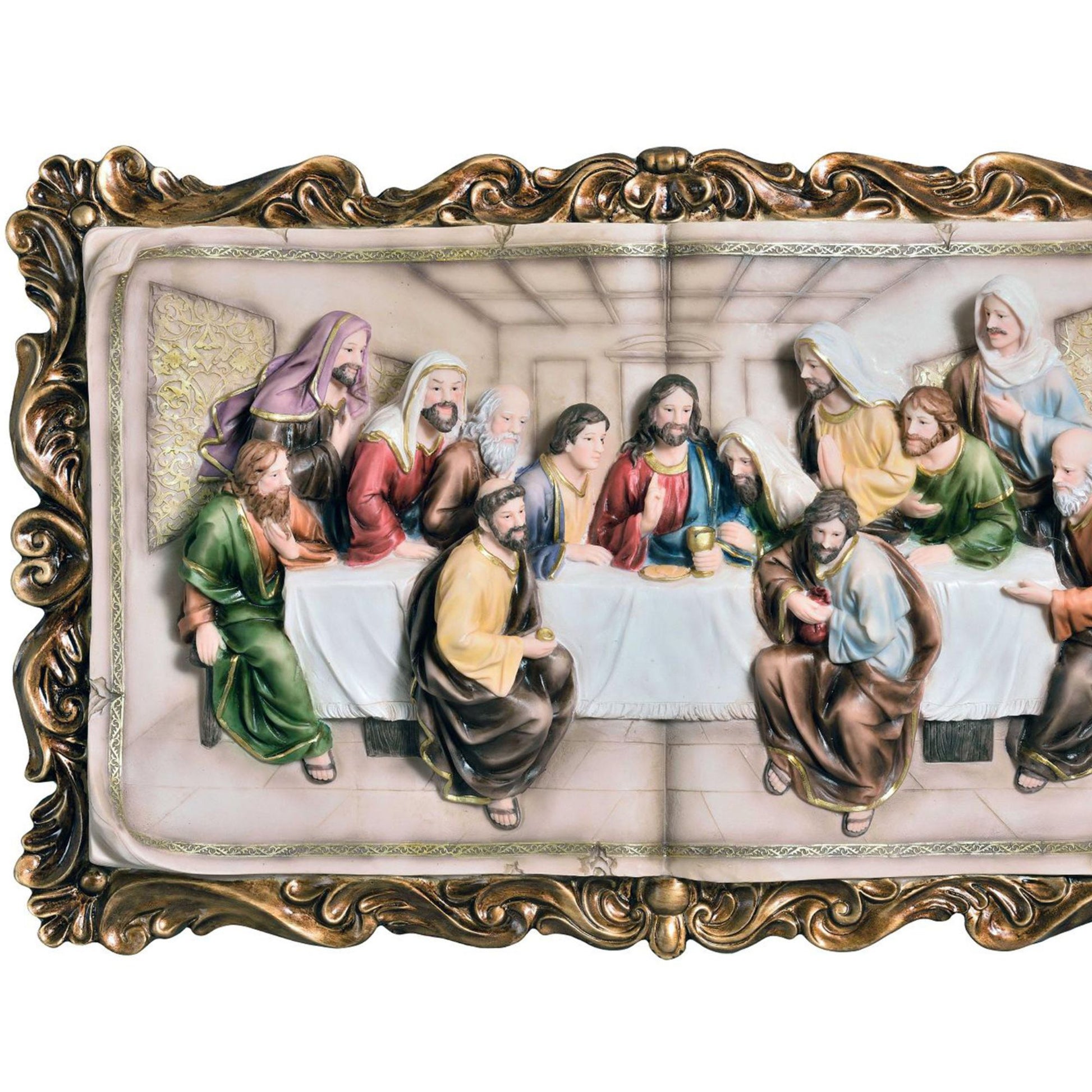 28" Tall Polyresin Decorative Plaque, Last Supper Multicolor Polyresin