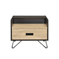 Oak And Black Nightstand With 1 Drawer Black Brown 1 Drawer Bedroom Oak Black Wood Metal