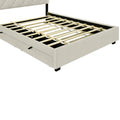 Queen Size Velvet Storage Platform Bed, With 2 Big Drawers, Twin Xl Size Trundle And Led Light, Beige Beige Velvet