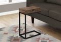 Accent Table, C Shaped, End, Side, Snack, Storage Drawer, Living Room, Bedroom, Brown Laminate, Black Metal, Contemporary, Modern Brown Particle Board