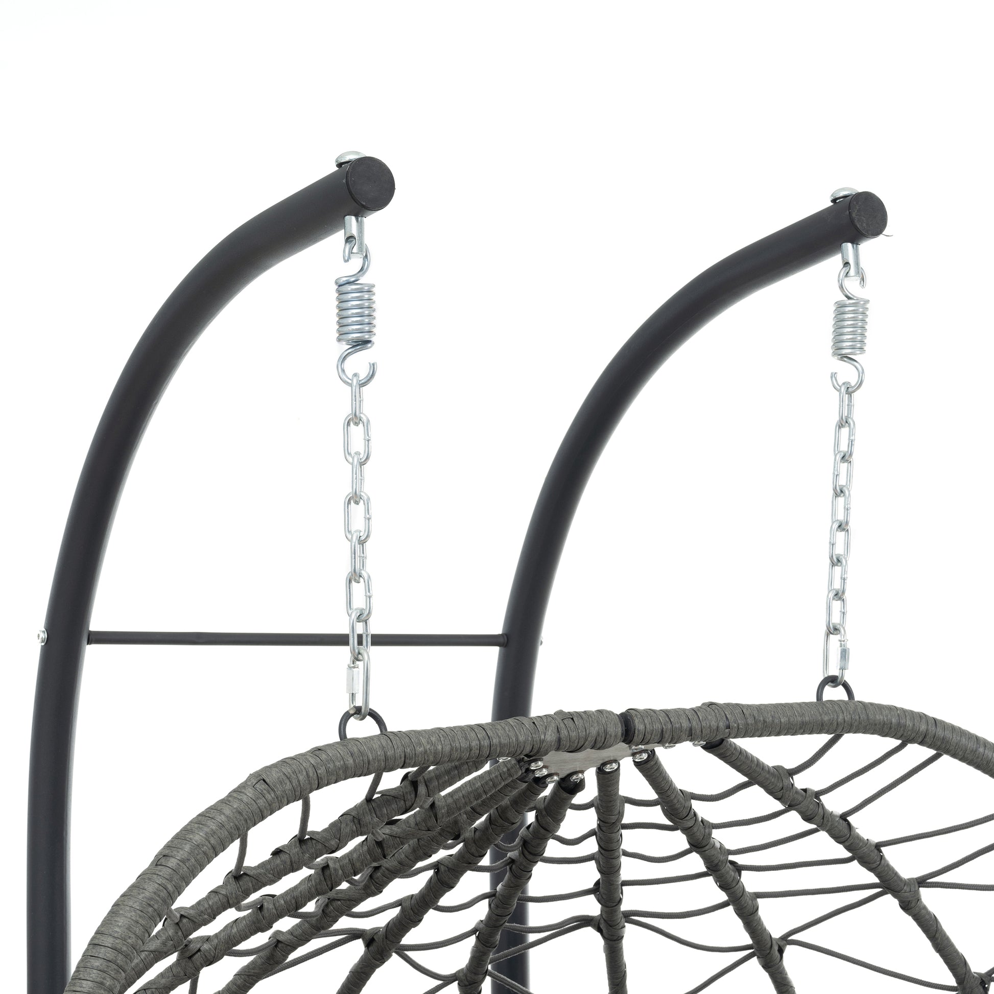 2 Persons Egg Chair With Stand Indoor Outdoor Swing Chair Patio Wicker Hanging Egg Chair Hanging Basket Chair With Stand For Bedroom Living Room Balcony Gray Steel