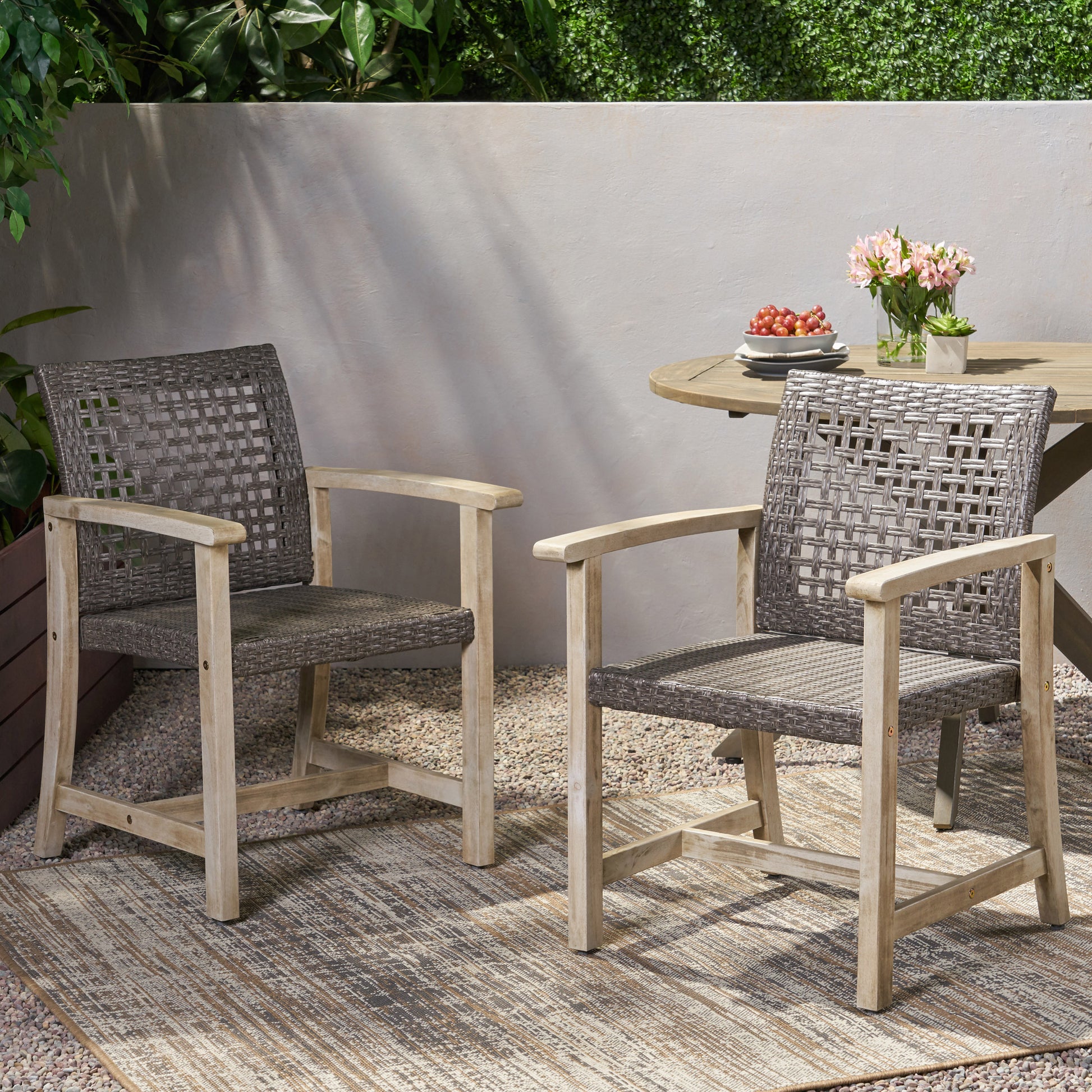 Hampton Wood And Wicker Dining Chair Set Of 2 Black Grey Velvet