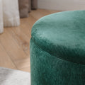 2 Piece Set Round Chenille Storage Ottoman, Equipped With A Drum Shaped Small Stool, Storage Space, And Mdf Made Desktop Panel Dark Green23.62