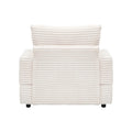 39 Inch Spring Upholstered Armchair And Ottoman Set Comfortable Single Sofa With Cup Holder And Corduroy Fabric, Perfect For Living Room Or Bedroom White Corduroy 1 Seat