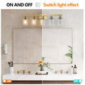 Golden 5 Light Vanity Light With Clear Glass Shades, Modern Iron Metal Bathroom Wall Fixture For Mirror, Ideal For Bathroom And Dressing Table No Bulbs Golden Glass Iron