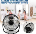 12 Inch 3 Speed High Velocity Heavy Duty Metal Industrial Floor Fans, Black Black Metal