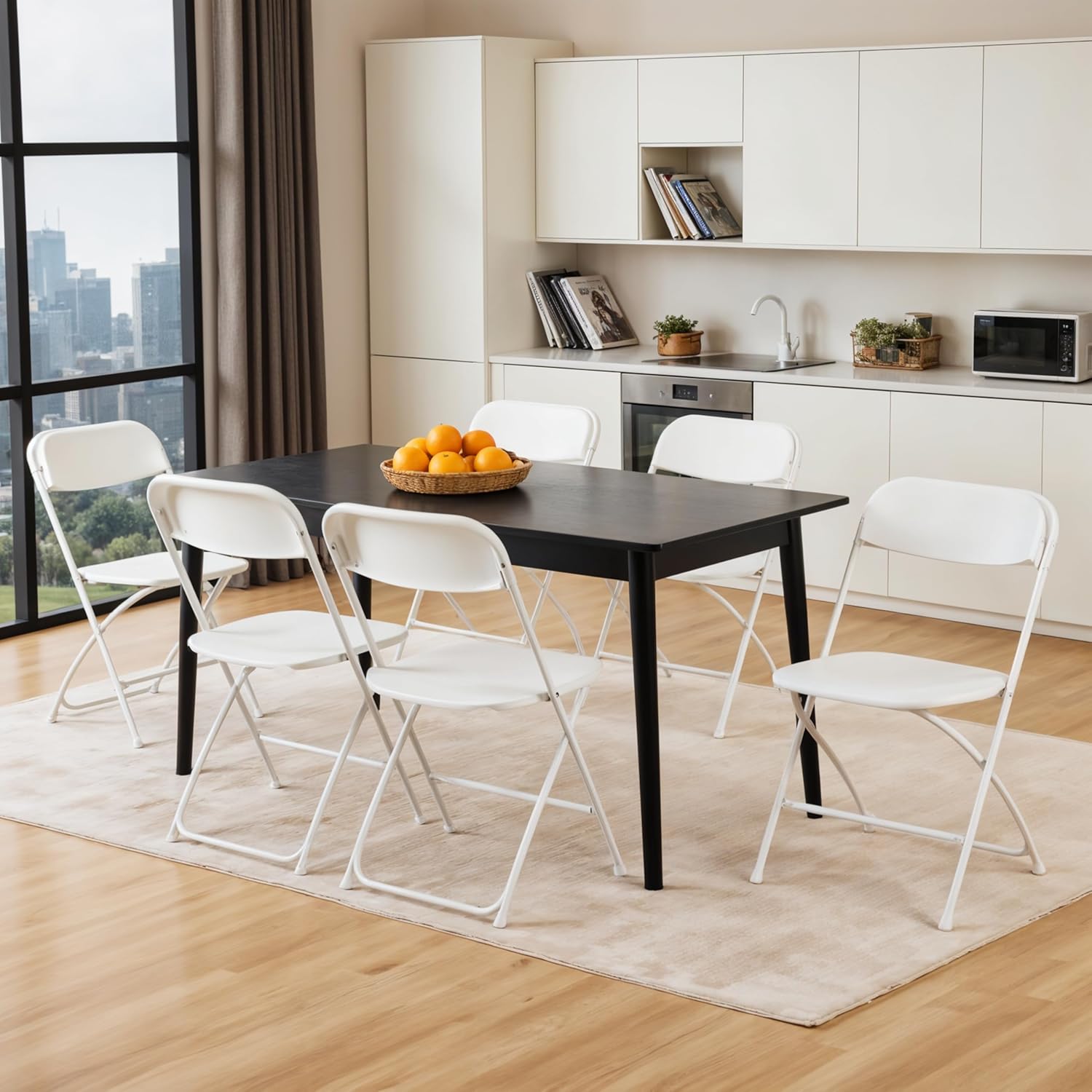 10 Pcs Folding Chair Plastic, Foldable Stackable Portable Seat With Metal Frame 330Lb Capacity, Outdoor Indoor Commercial For Party, Wedding, Event, Office, Patio, Picnic, Kitchen, White White