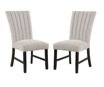 Unique Contemporary Gray Boucle Fabric Set Of 2Pc Dining Chairs Black Wooden Legs Parson Side Chair Black,Gray Dining Room Classic,Contemporary,Modern Side Chair Solid Back Set Of 2 Boucle,Solid