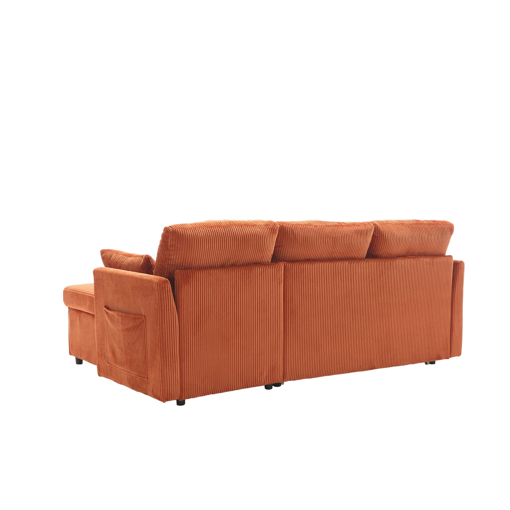 United We Win Furniture, Modular L Shaped Sofa, Modular Long Sofa With Reversible Chaise Lounge, Sofa Bed, Sleeper Sofa, Modular Sofa Combination With Storage Seats. Orange Velvet 3 Seat