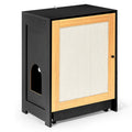 Cat Litter Box Enclosure, Hidden Cat Washroom, Kitty End Table, Litter Cabinet With Sisal Door,Black Light Oak Particle Board