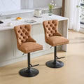 Aged And Retro Pu Swivel Barstools Adjusatble Seat Height From 25 33 Inch, Modern Bar Stools With Backs Comfortable Tufted For Home Pub And Kitchen Island Orange,Set Of 2 Orange American Design Bar Stools Set Of 2 Foam Pu Leather