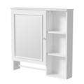 Wall Mounted Bathroom Storage Cabinet, Medicine Cabinets With Large Mirror Door, Adjustable Shelves And Three Open Storage Levels Not Include Bathroom Vanity White 1 5 Mirror Included Bathroom Wall Mounted Mdf Glass Painted