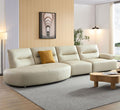 147.24'' Oversied Modern Sectional Curved Shaped Sofa Couch For Living Room,Upholstered 5 Seat Sofa Eco Leather Couch Set,Beige Beige Leather 5 Seat