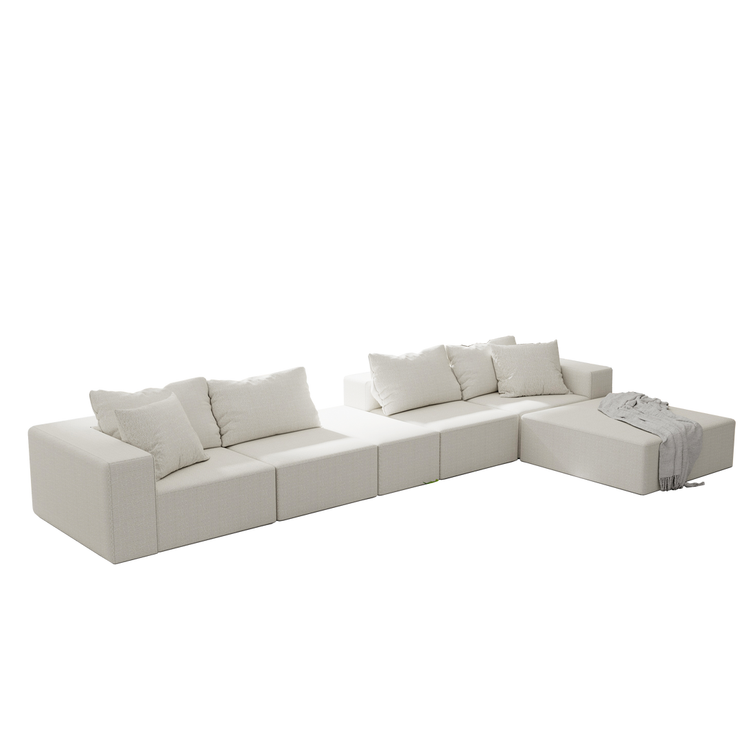 Modern Upholstered Sectional Sofa Couch Set,Modular 132" L Shaped Sectional Living Room Sofa Set With 6 Pillows,Free Combination Sofa Couch For Living Room,Bedroom Beige Foam Chenille 6 Seat