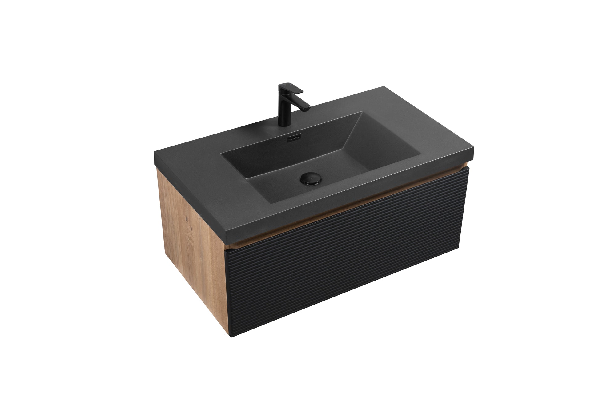 36" Floating Bathroom Vanity With Sink, Modern Wall Mounted Bathroom Storage Vanity Cabinet With Countertop And Soft Close Drawers, Ink Black Cruis 36 Black Wood