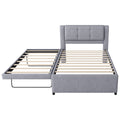 Full Size Upholstery Platform Bed With Trundle,Trundle Can Be Flat Or Erected, Gray Box Spring Not Required Full Gray Bedroom Linen Upholstered