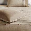 7 Piece Faux Suede Comforter Set Tan King King Tan Polyester