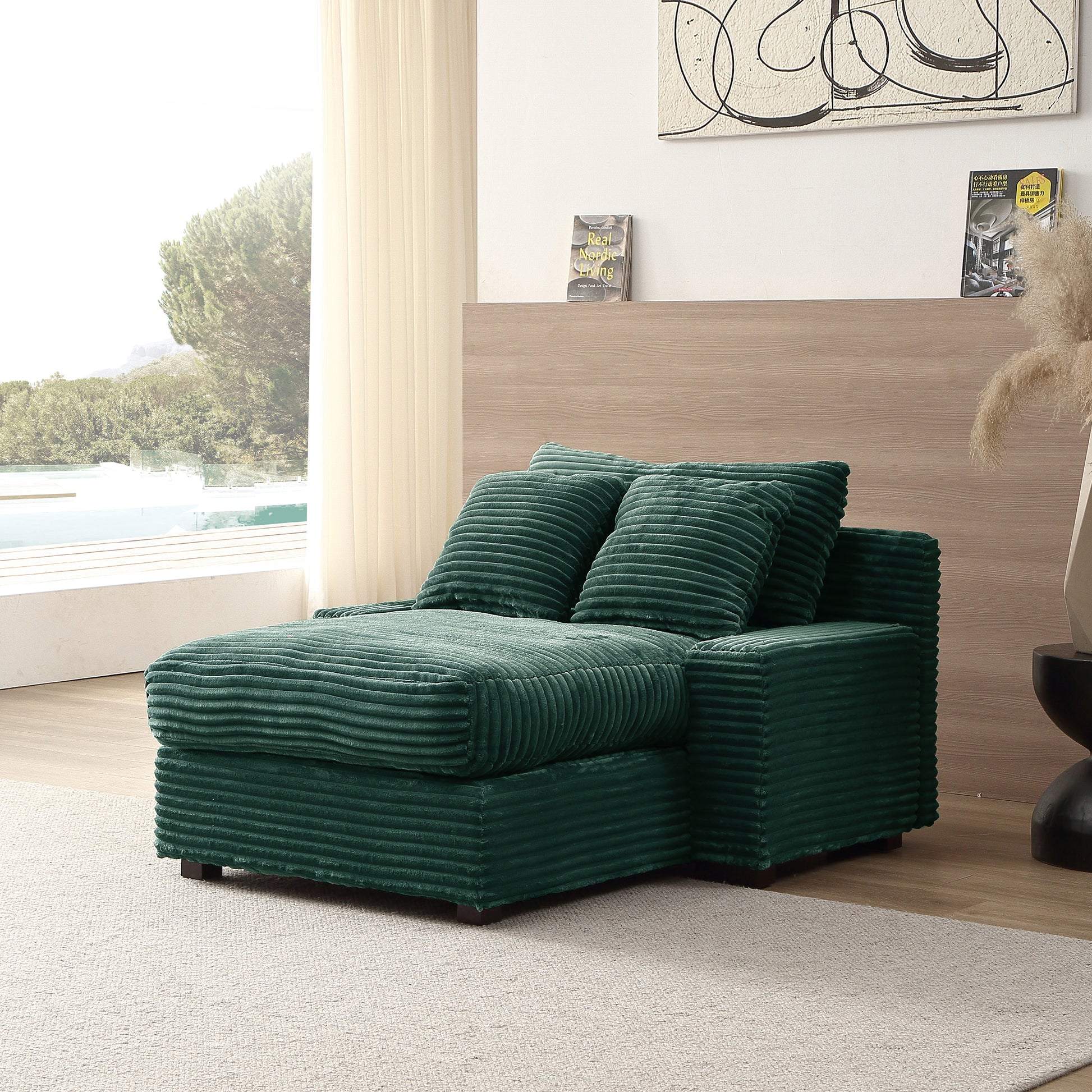 Modern Luxury Sofa Couch For Living Room Quality Corduroy Upholstery Sleeper Sofa Bed Daybed Green Green Corduroy 1 Seat