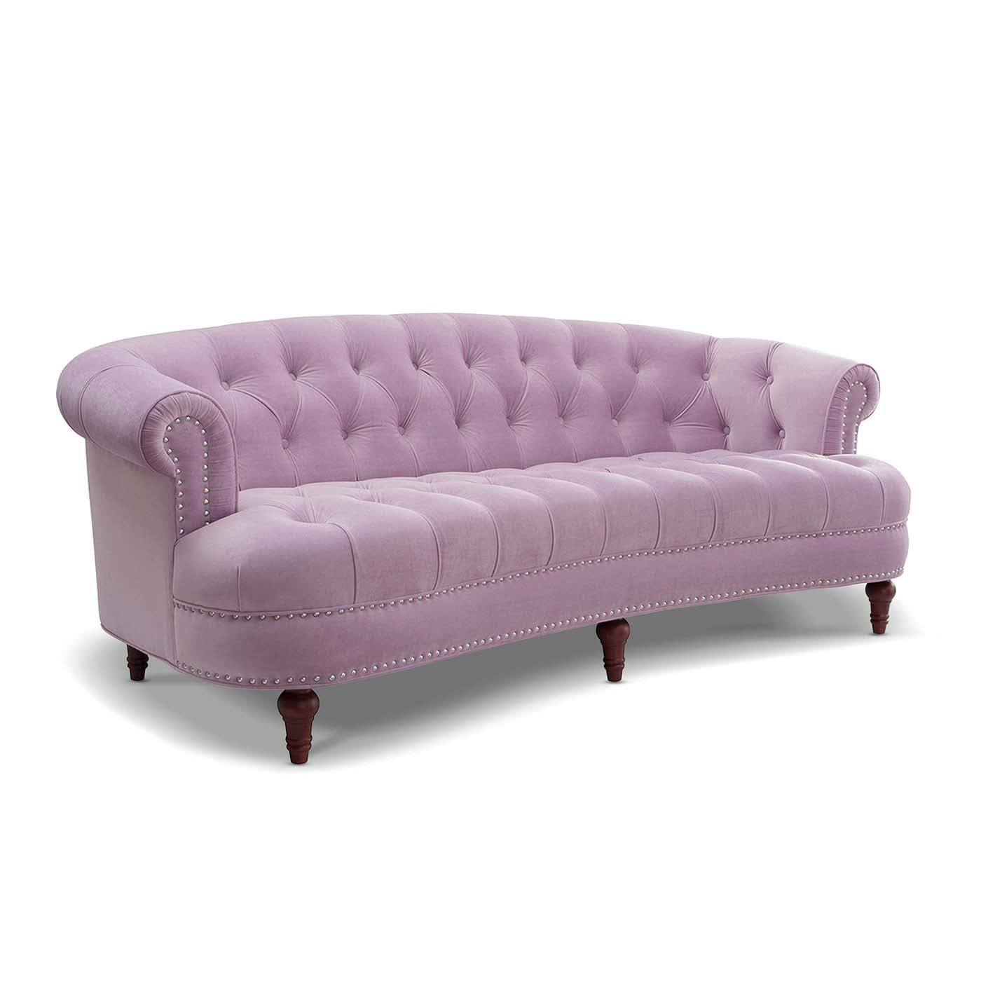 La Rosa Victorian Chesterfield Tufted Sofa, Lavender Velvet Lavender Purple Foam Velvet 3 Seat