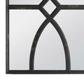 Tio 24 Inch Fir Wood Wall Mirror Set Of 2, Geometric Overlaid Design, Black Black Wood