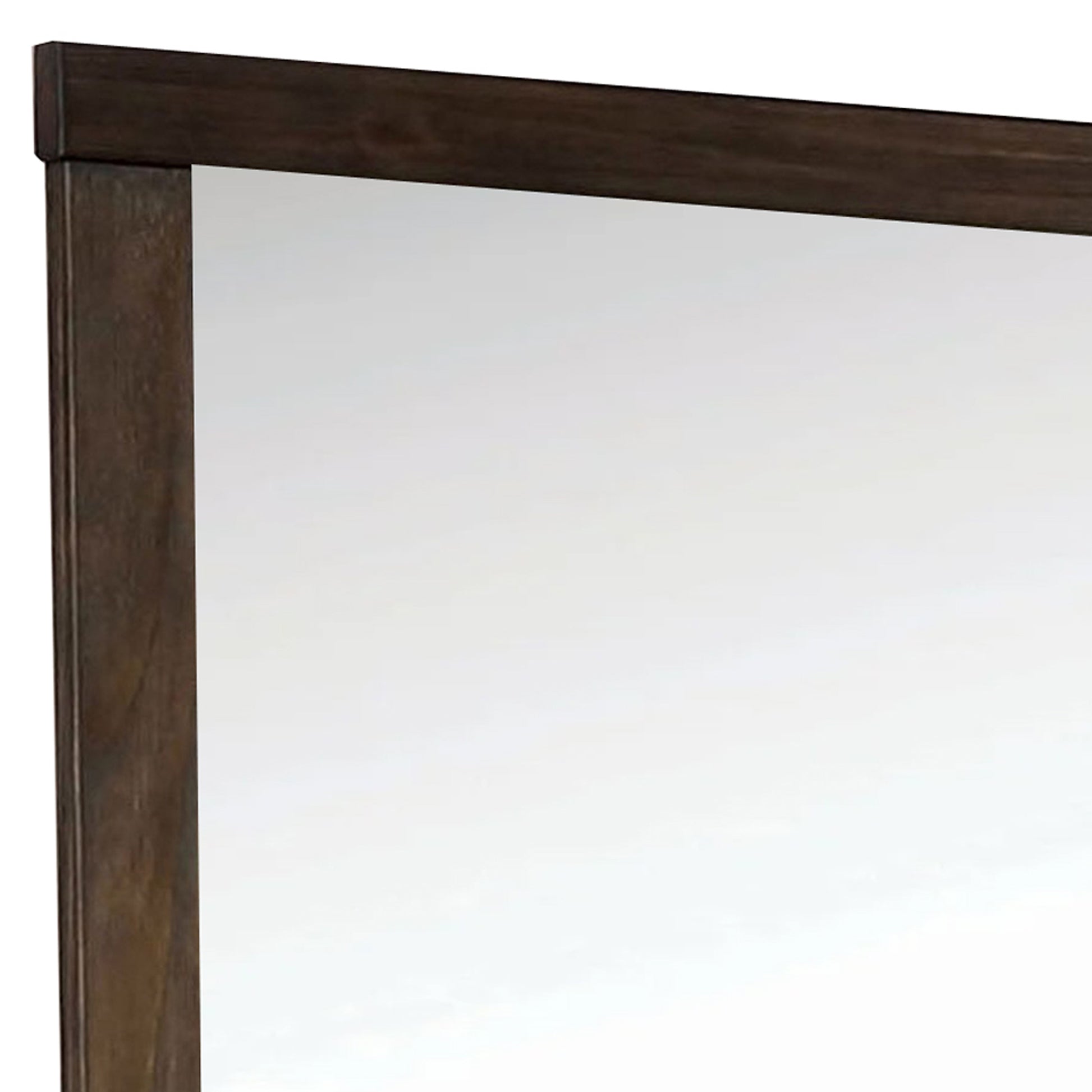 37 Inch Mirror With Rectangular Wooden Frame, Brown Brown Wood Glass