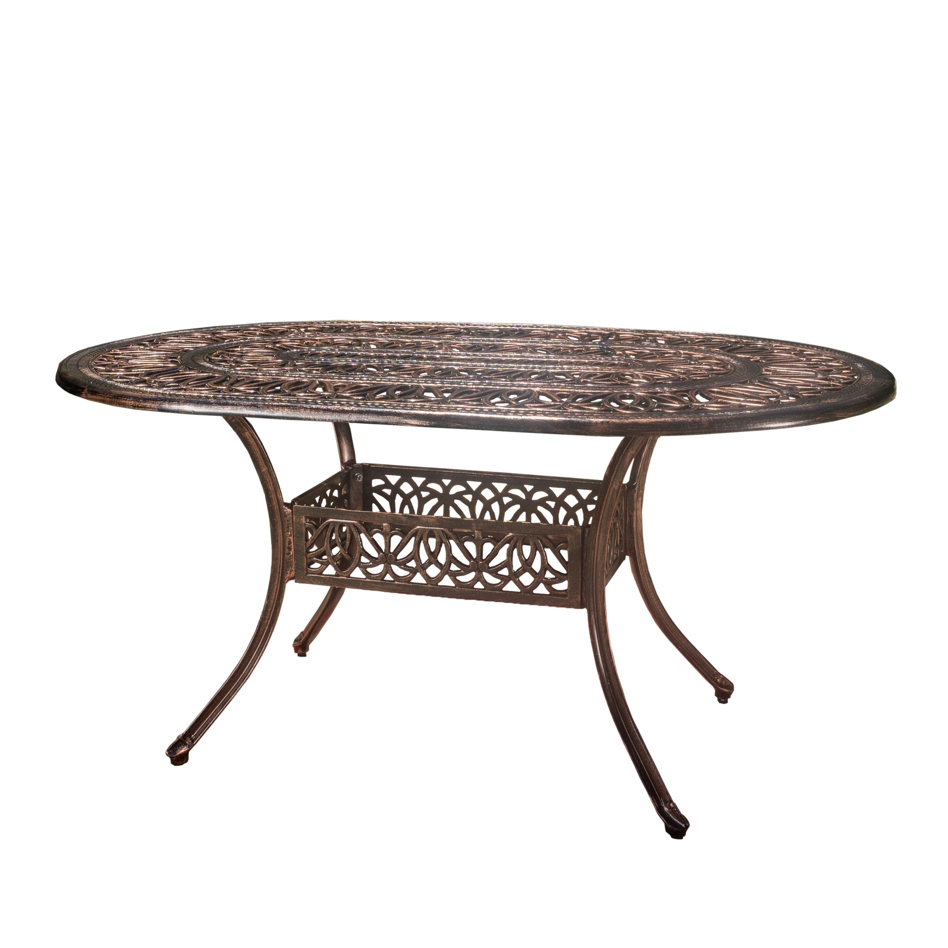 Tucson Cast Aluminum Dining Table, Shiny Copper Copper Aluminium