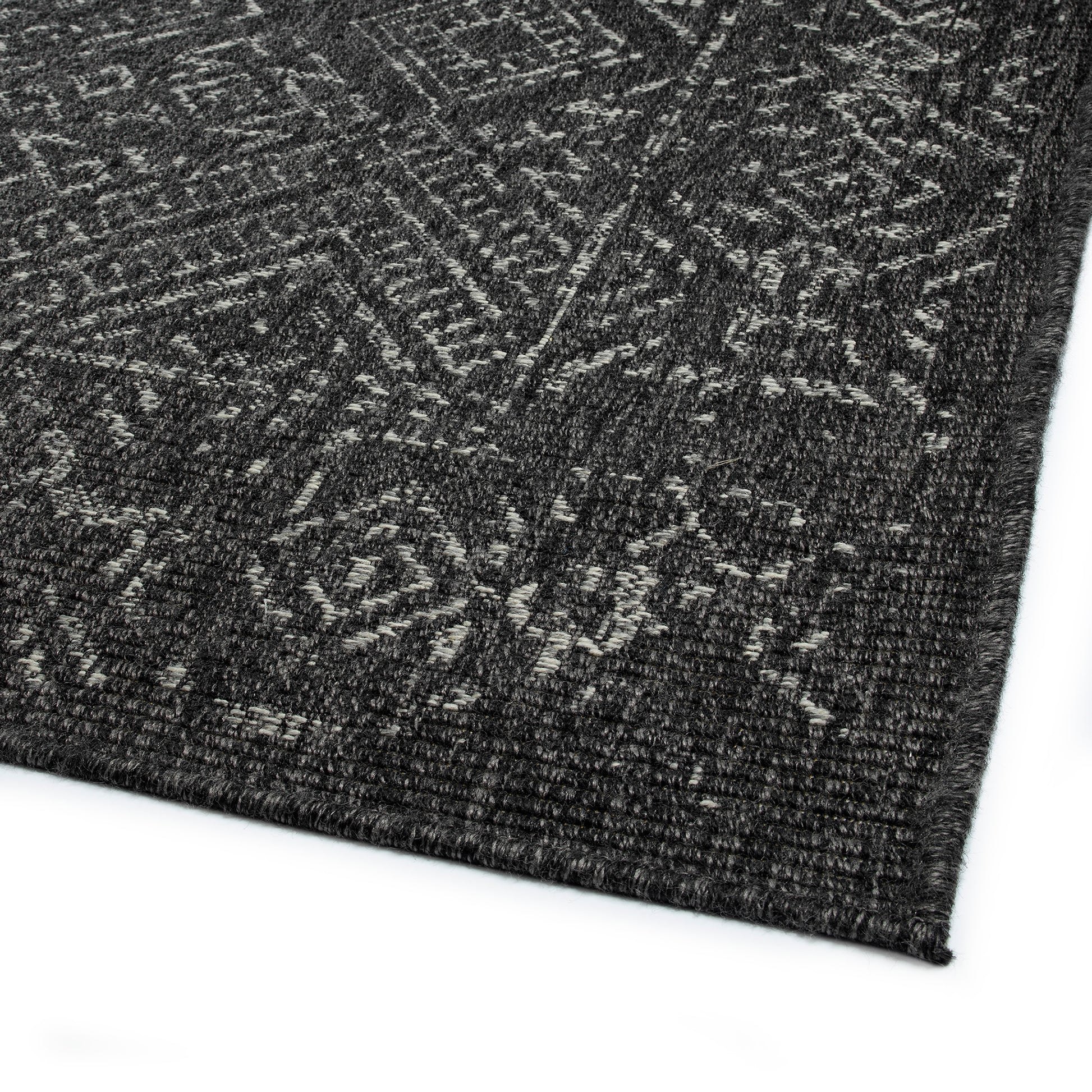 Modern, Transitional, Geometric, Southwestern, Textured High Low Cut & Loop 5'3" X 7'6" Rectangle Area Rug Charcoal Polypropylene