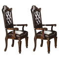 Espresso And Cherry Tufted Back Arm Chairs Set Of 2 Espresso Dining Room Traditional Poplar Set Of 2 Wood Plastic