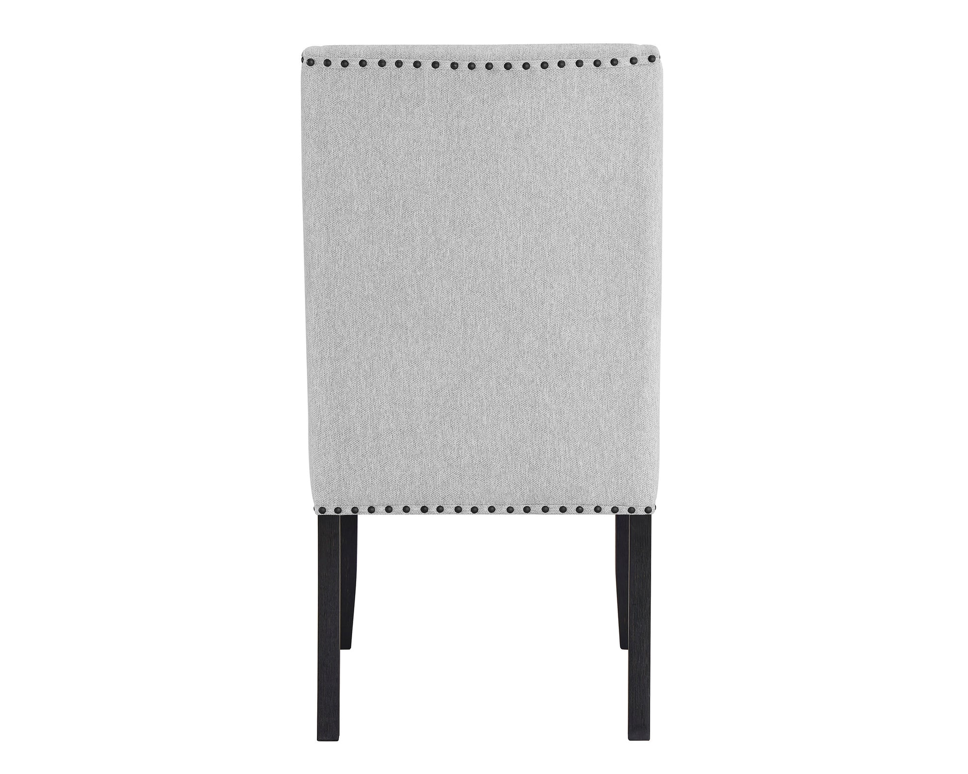 Modern Look 2Pc Light Gray Finish Side Chair Fabric Full Back Upholstered Seat Back Wing Black Finish Trim Accent Dining Room Wooden Furniture Gray Contemporary Side Chair Wood