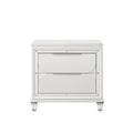 Pearl White 2 Drawer Nightstand With Acrylic Crystal Legs White 2 Drawers Bedroom Rectangle Glam Felt Lined Drawers White Wood Plastic