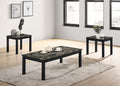 Contemporary Black Faux Marble Top 1X Coffee Table And 2X End Tables 3Pc Coffee Table Set Living Room Furniture Black Primary Living Space Classic,Contemporary,Modern,Transitional Rubberwood