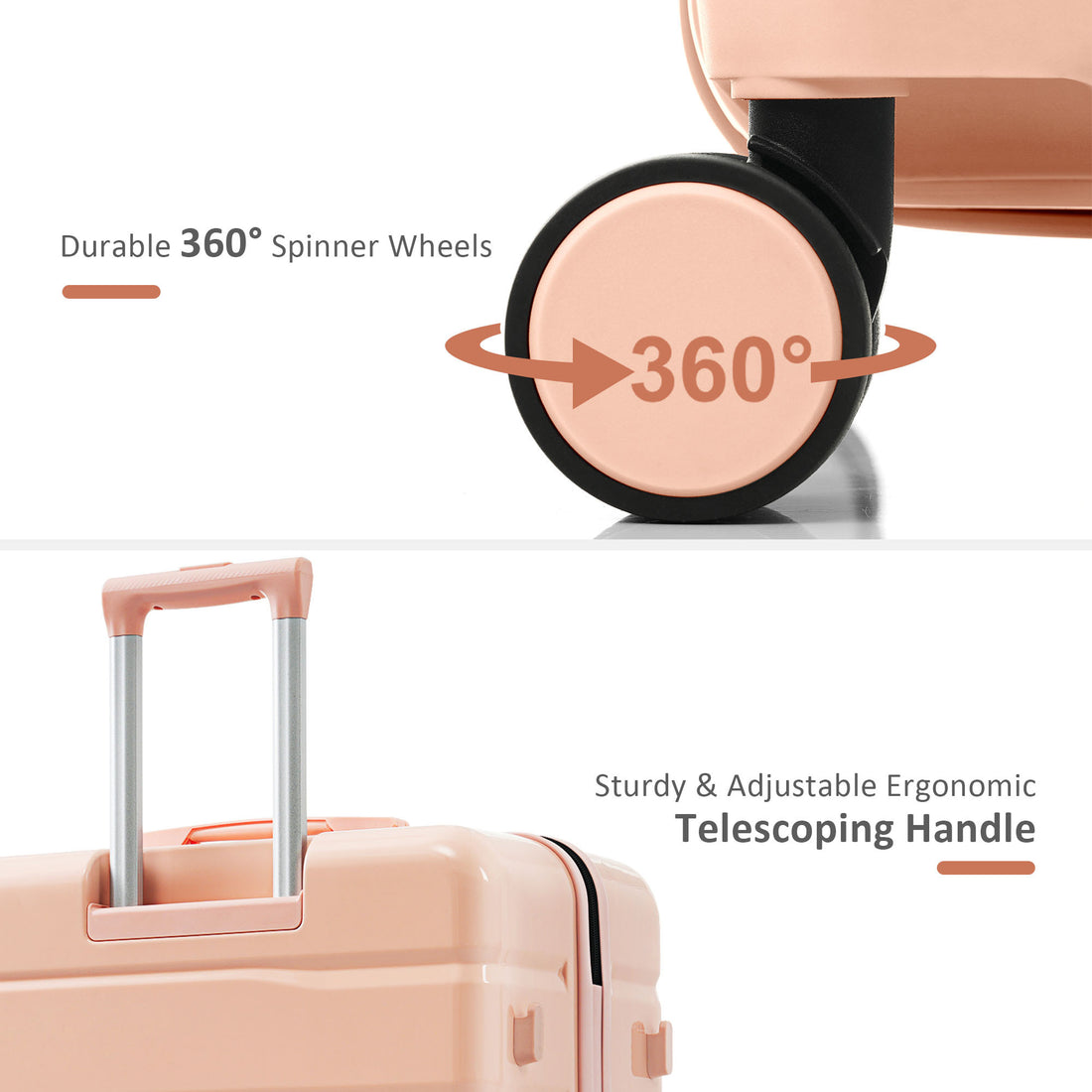 Luggage Sets 4 Piece, Abs Durable Suitcase With Travel Bag, Abs Hard Shell Luggage With Spinner Wheels, Pink Pink Abs