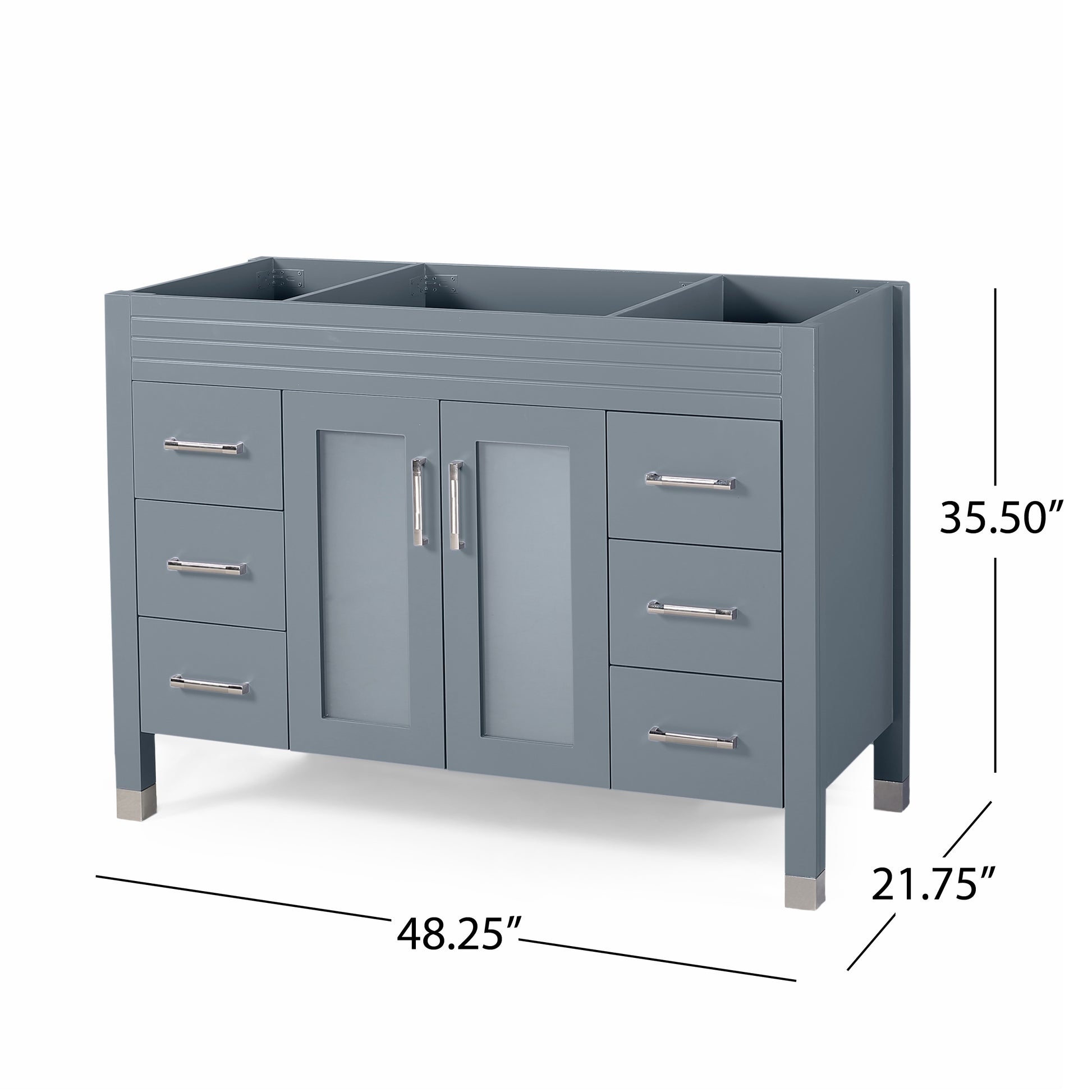 49'' Bathroom Vanity With Marble Top & Ceramic Sink, 2 Doors With Glass, 6 Drawers, Gray Grey Acacia Wood