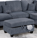 Contemporary Dark Gray 3Pc Sectional Set Corduroy Upholstered Laf Sofa Raf Chaise Ottoman L Sectional Living Room Furniture Dark Gray Primary Living Space Cushion Back Contemporary,Modern L Shaped Rubberwood Corduroy 6 Seat