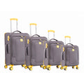 Four Piece Fabric Luggage Set, Expandable Suitcase For Travel, School And Business Trip 20 24 28 32In Yellow Grey Fabric