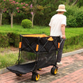 Big Large Capacity Folding Cart Extra Long Extender Wagon Cart Folding Wagon Garden Shopping Beach Cart Black Orange Black Garden & Outdoor Iron,Oxford Fabric