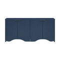 Vertical Stripes And Wavy Design Of A Four Door Cabinet Cabinet Suitable For Hallway, Entryway, Living Room 3 4 Spaces Navy Blue Artsy Mdf