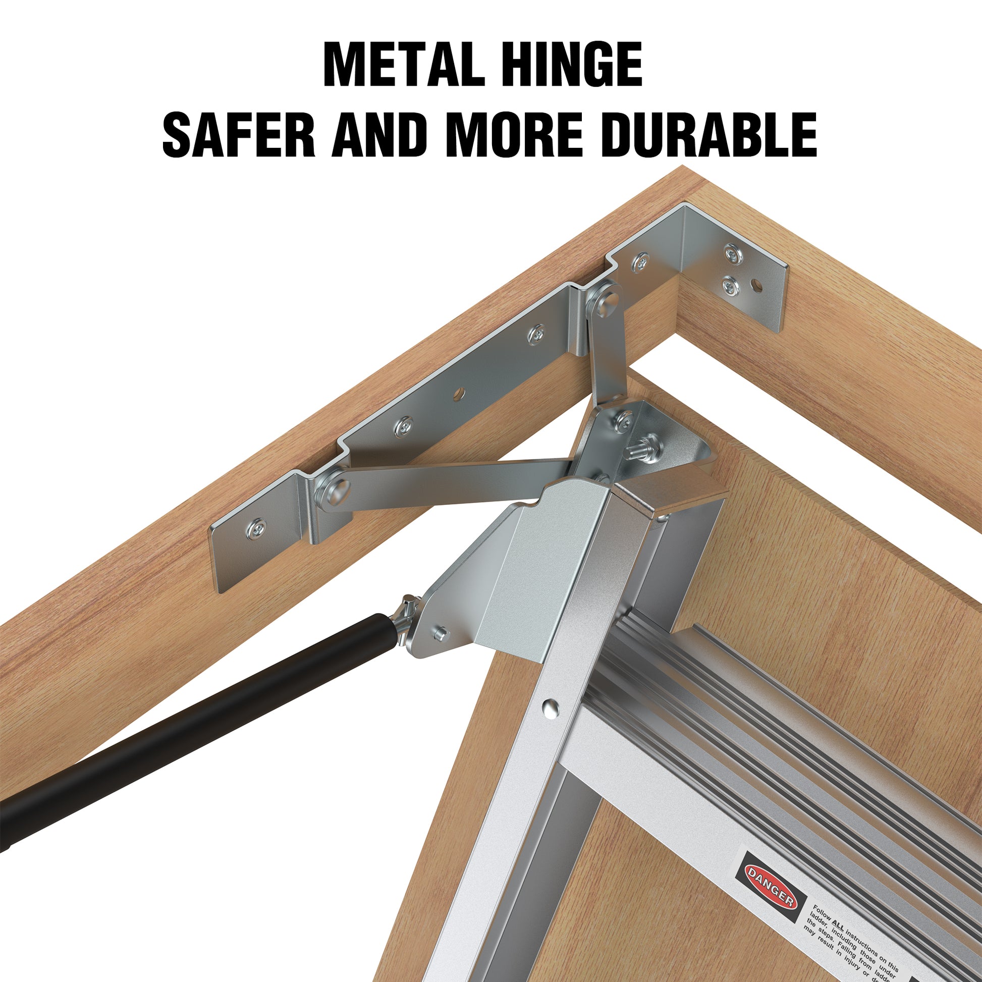 Household Aluminum Attic Ladder 25" X 54" ,375 Lbs Capacity, 7'8" 10'3" Ceiling Height Grey Aluminium Alloy