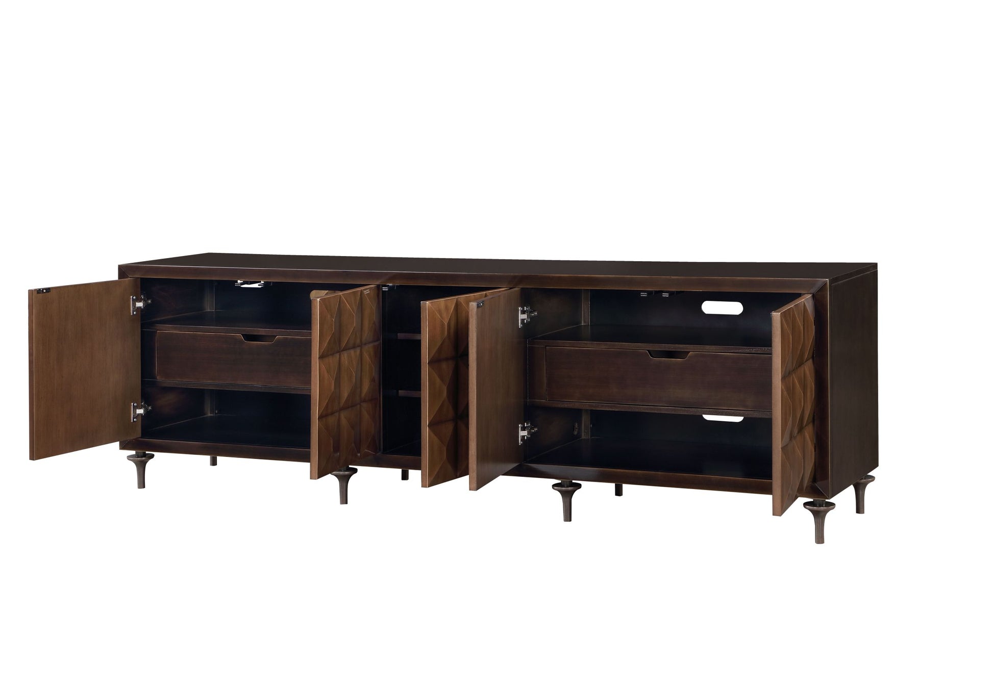 Diya Console Cabinet, Forged Bronze & Espresso Finish Ac02503 Bronze Wood